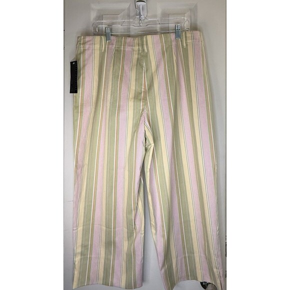 Relativity Women’s Size 18 Pants Seedling Stripe Stretch Cotton Wide Leg Pastel - Picture 2 of 9
